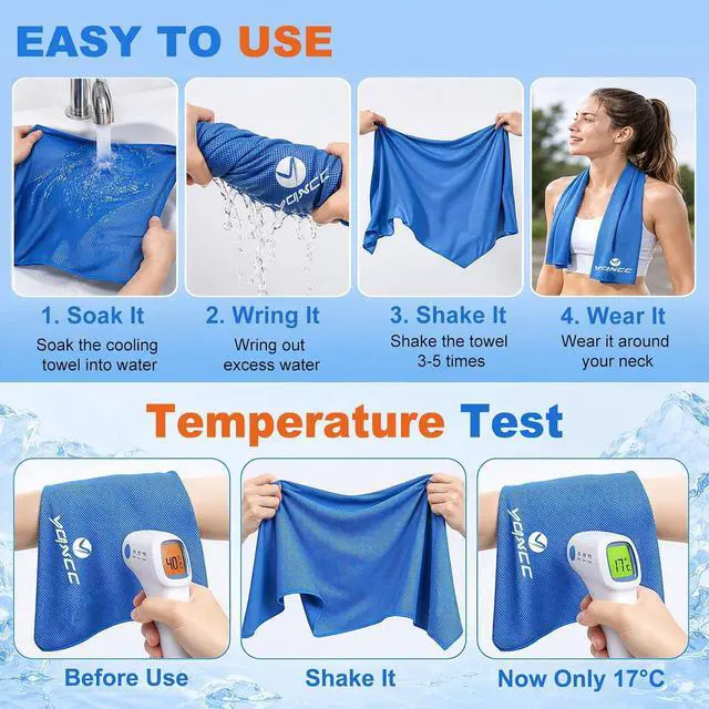 Alt view image 3 of 7 - YQXCC 4 Pack Cooling Towels 40"x12", Cold Cool for Neck & Face | Cooling Neck Wraps, Soft Breathable Microfiber Chilly Towels, Ideal for Gym, Yoga, Golf, Running, Camping & Hot Weather