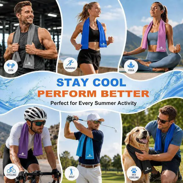 Alt view image 5 of 7 - YQXCC 4 Pack Cooling Towels 40"x12", Cold Cool for Neck & Face | Cooling Neck Wraps, Soft Breathable Microfiber Chilly Towels, Ideal for Gym, Yoga, Golf, Running, Camping & Hot Weather