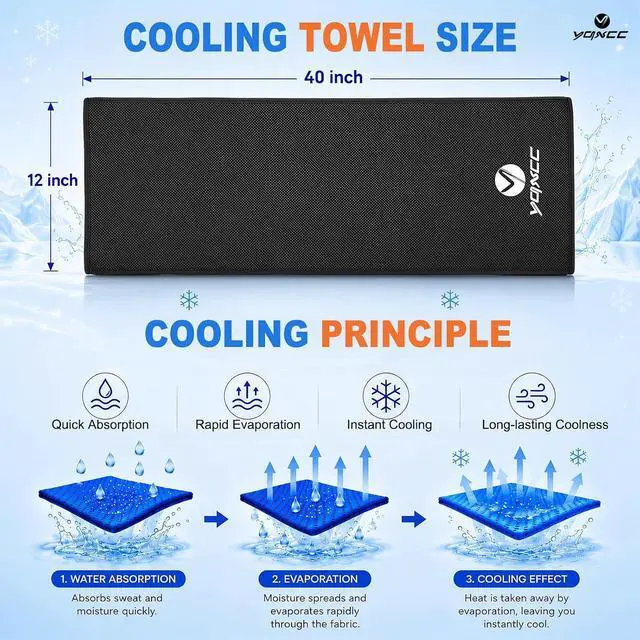 Alt view image 7 of 7 - YQXCC 4 Pack Cooling Towels 40"x12", Cold Cool for Neck & Face | Cooling Neck Wraps, Soft Breathable Microfiber Chilly Towels, Ideal for Gym, Yoga, Golf, Running, Camping & Hot Weather