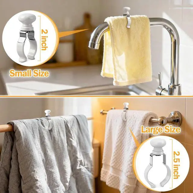 Alt view image 2 of 7 - 2-Pack Towel Clips for Kitchen Anti-Slip: No More Falling Towels | Fits Thick Blankets, Pet Safe Grip, Tool-Free Setup for Homemakers
