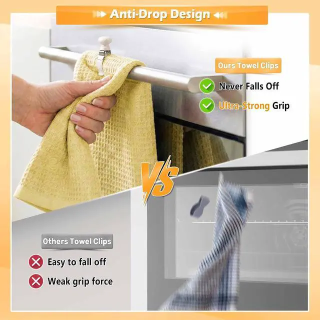 Alt view image 4 of 7 - 2-Pack Towel Clips for Kitchen Anti-Slip: No More Falling Towels | Fits Thick Blankets, Pet Safe Grip, Tool-Free Setup for Homemakers