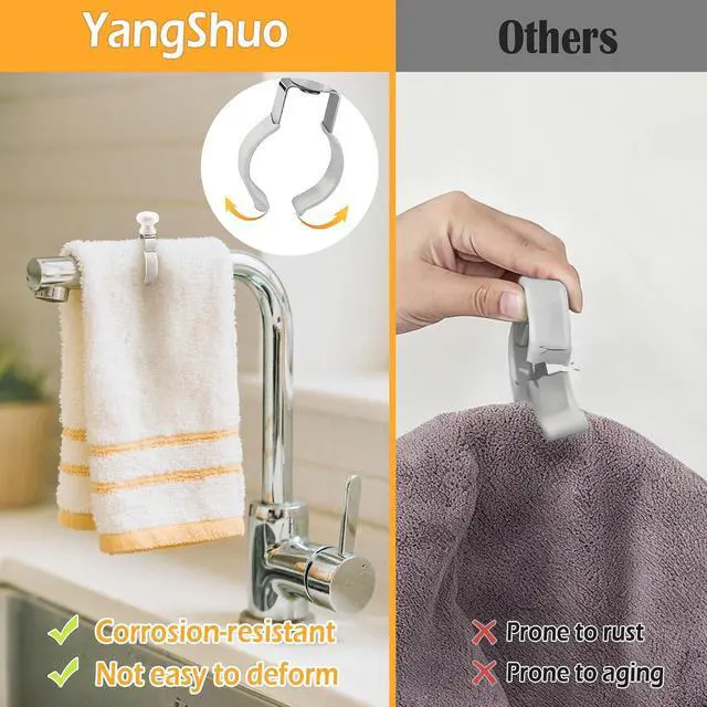 Alt view image 5 of 7 - 2-Pack Towel Clips for Kitchen Anti-Slip: No More Falling Towels | Fits Thick Blankets, Pet Safe Grip, Tool-Free Setup for Homemakers