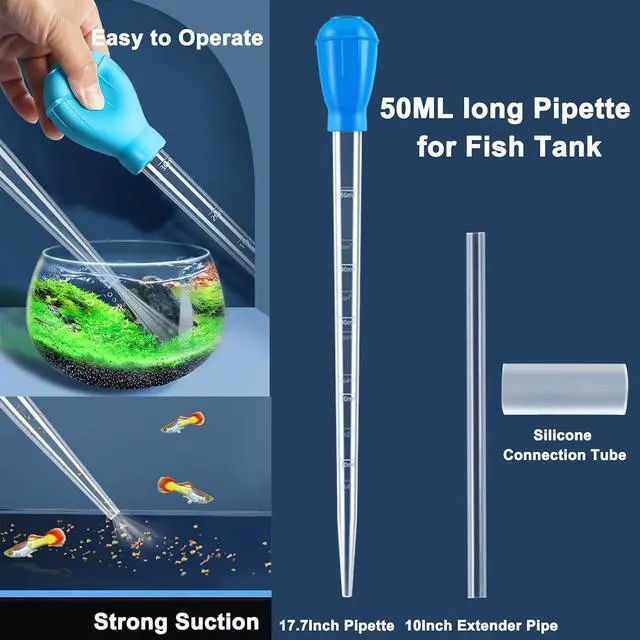 Alt view image 4 of 7 - Extra Long Turkey Baster for Aquarium, 27.7 Inch Aquarium Coral Feeder, 50ml Aquarium Water Changer Siphon for Fish Tank Cleaning