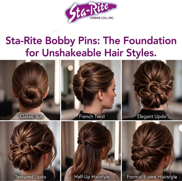 Alt view image 10 of 12 - Sta-Rite White Bobby Pins - 60 count | Secure Grip Non-Slip Hair Pins for Updos that blends with Platinum Blonde, Silver and Grey Hair - Made In USA