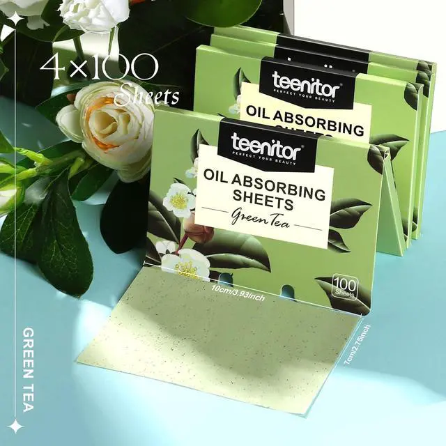 Alt view image 2 of 7 - Teenitor Oil Blotting Sheets for Face, 400 Sheets Green Tea Oil Absorbing Sheets Blotting Paper for Oily Skin, Oil Absorbent Pads Face Oil Wipes Oil Sheets for Women, Oil Control Film Large 10cmx7cm