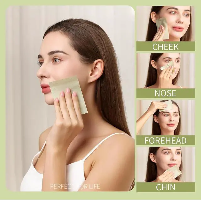 Alt view image 5 of 7 - Teenitor Oil Blotting Sheets for Face, 400 Sheets Green Tea Oil Absorbing Sheets Blotting Paper for Oily Skin, Oil Absorbent Pads Face Oil Wipes Oil Sheets for Women, Oil Control Film Large 10cmx7cm