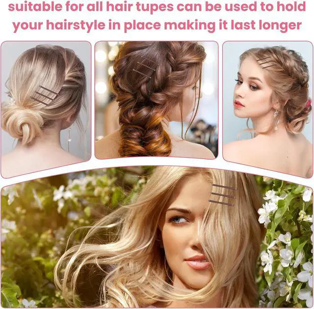 Alt view image 3 of 6 - mini bobby pins,50 Count 1.38 inch Metal Hair Clips for Children,Girls and Women,Suitable for All Hair Types (Brown-01)