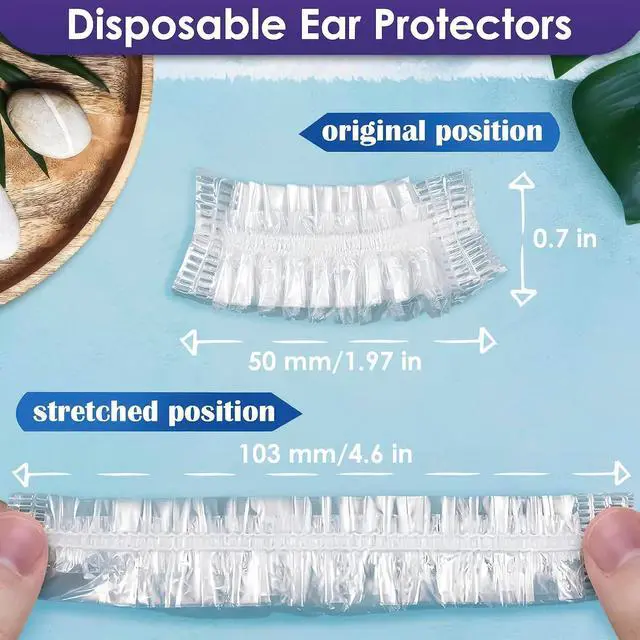 Alt view image 2 of 7 - 200 Pcs Disposable Ear Covers for Shower, Splash-Resistant Design