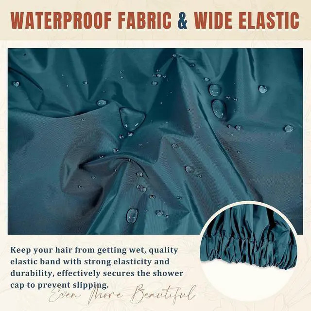 Alt view image 6 of 6 - Shower Cap for Women, Reusable Waterproof Long Hair Bonnet