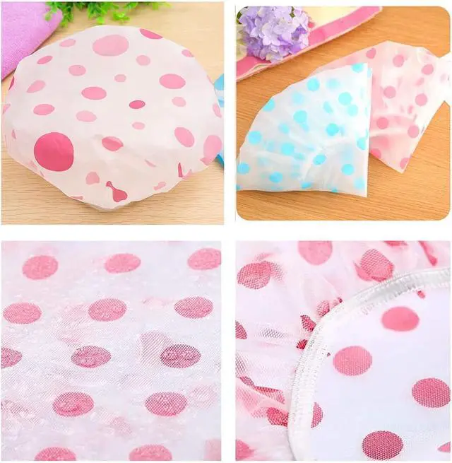 Alt view image 5 of 6 - Shower Cap, 3 Pcs Waterproof Reusable Shower Caps Bath Hair Hat