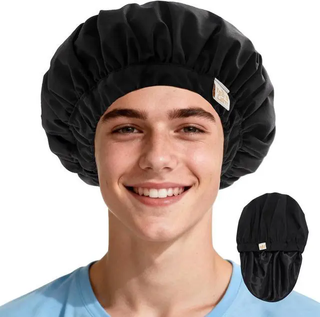 Main image of Years calm Satin Lined Shower Cap for Men Waterproof Reusable Camouflage