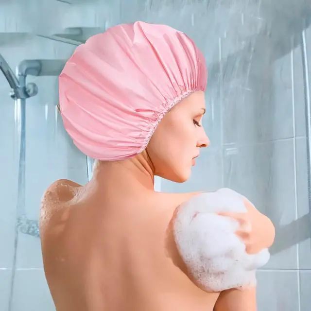 Alt view image 6 of 6 - 6 PCS Shower Capsfor Women, Reusable Waterproof Bath Caps