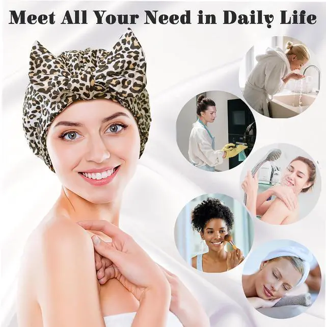 Alt view image 6 of 6 - vidsel Luxury Cute Shower Caps for Women Reusable Waterproof, Bow Bath Cap