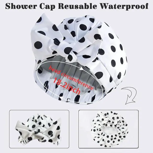 Alt view image 5 of 6 - vidsel Luxury Cute Shower Caps for Women Reusable Waterproof, Bow Bath Cap
