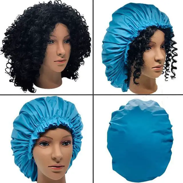Alt view image 2 of 7 - ELEBOX Premium Collection Super Jumbo Shower Cap Blue