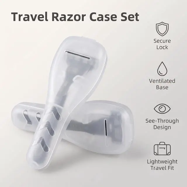 Alt view image 4 of 7 - 2Pcs Clear Portable Travel Men Manual Razor Protector Plastic Box Cover Container Storage Shaver Holder Protector Case Organizer Men's Electric Shaver Accessories