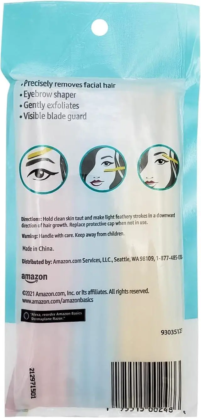 Alt view image 3 of 7 - Amazon Basics Dermaplane Razor, Peach Fuzz Remover, Face Shaver for Women, Eyebrow Trimmer and Shaper, Facial Hair Removal, Exfoliating Tool with Blade Cover, Multicolor, 9 Count