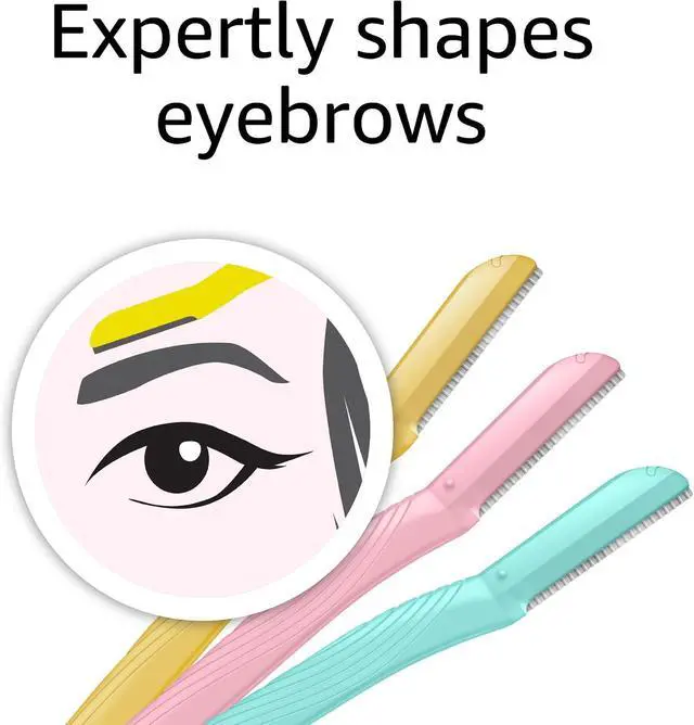 Alt view image 7 of 7 - Amazon Basics Dermaplane Razor, Peach Fuzz Remover, Face Shaver for Women, Eyebrow Trimmer and Shaper, Facial Hair Removal, Exfoliating Tool with Blade Cover, Multicolor, 9 Count