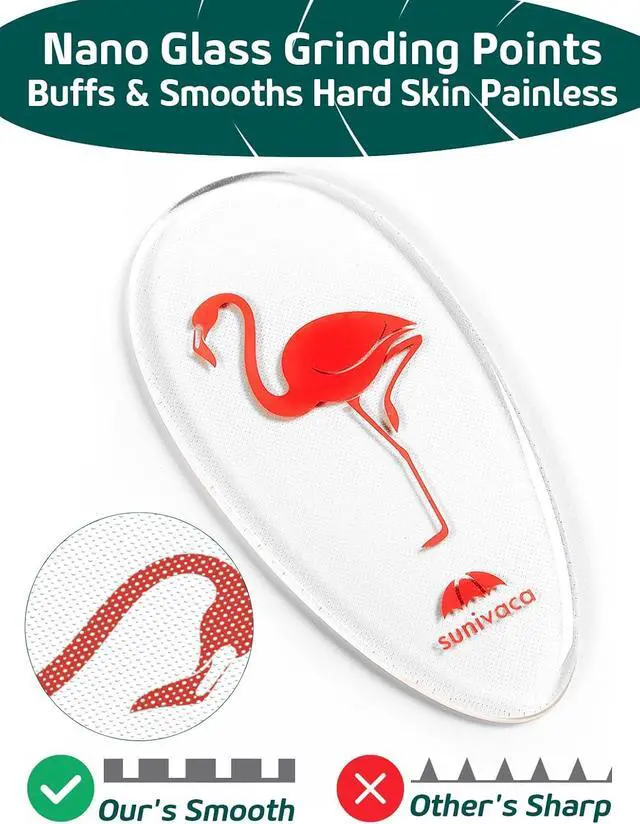 Alt view image 2 of 7 - Glass Foot File Callus Remover for Feet, Flamingo Gifts for Women, Feet Scrubber Dead Skin Remover, Professional Pedicure Tools at Home, Heel Scraper for Cracked Heels Heavy Duty