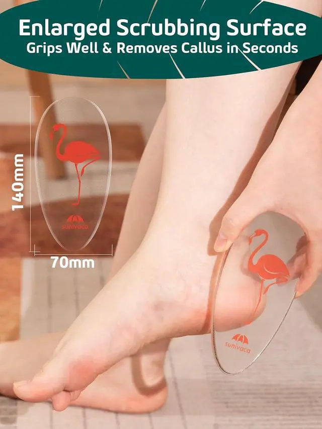 Alt view image 4 of 7 - Glass Foot File Callus Remover for Feet, Flamingo Gifts for Women, Feet Scrubber Dead Skin Remover, Professional Pedicure Tools at Home, Heel Scraper for Cracked Heels Heavy Duty