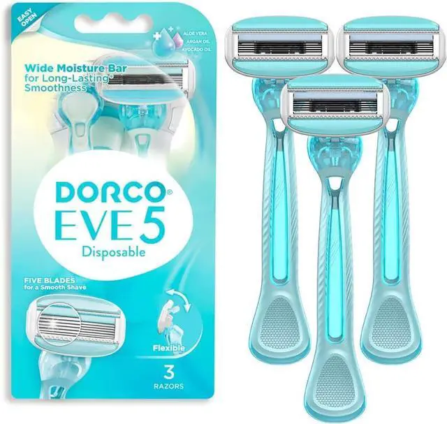 Main image of EVE 5 Women's Disposable Razors Smooth Touch | Wide moisture bar, 5 Blades for smooth shave | Multipurpose Hair Remover | 1 pack (3 count)