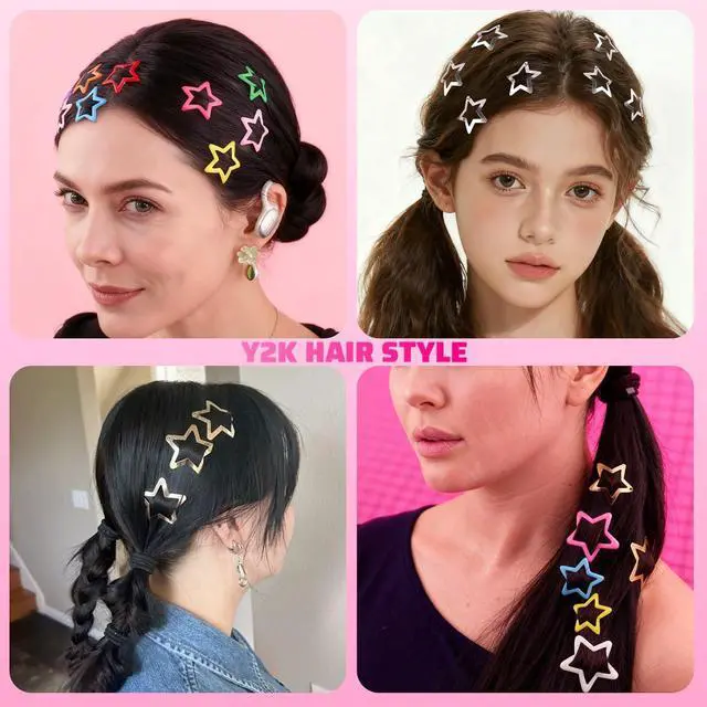 Alt view image 6 of 7 - 50 PCS Gold Silver Star Hair Clips Barrettes, 1.18 Inch Snap Y2K Hair Clips