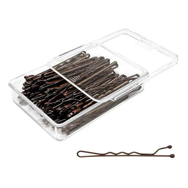 Alt view image 2 of 5 - Amazon Basics No Slip Bobby Pins, 72 count, Brown, High Gloss Bobby Pins for Pain Free, Comfortable, All-Day Styling and UpDos. For All Hair Types