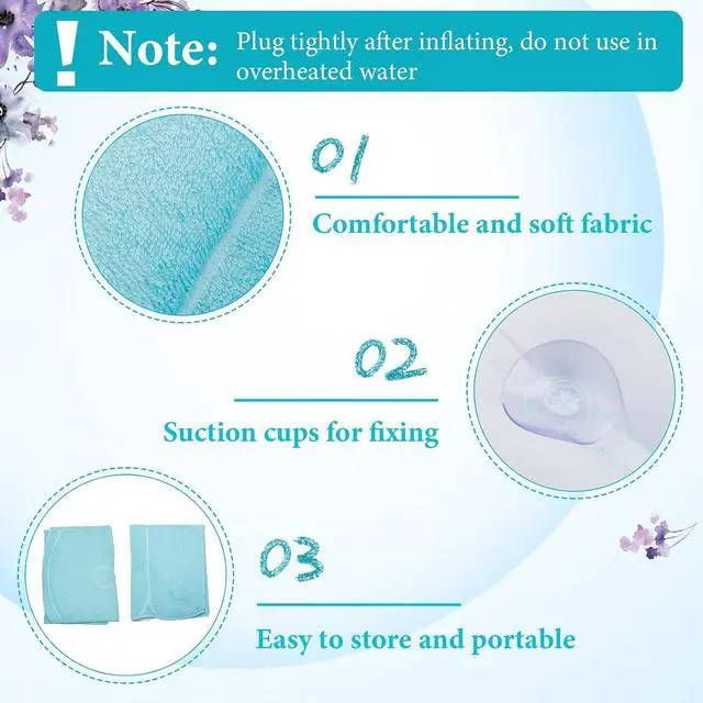 Alt view image 3 of 7 - Jetec 2 Pcs Inflatable Bath Pillow with Suction Cup Terry Cloth Covered Bath Pillow Shell Shape Bathtub Spa Pillows Comfortable Soft Cushion Neck Support Fits All Pool Bathroom Home Spa Hot Tub(Blue)