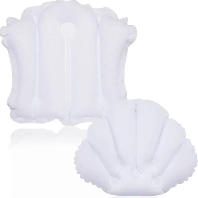 Alt view image 2 of 7 - Jetec 2 Pcs Inflatable Bath Pillow with Suction Cup Terry Cloth Covered Bath Pillow Shell Shape Bathtub Spa Pillows Comfortable Soft Cushion Neck Support Fits All Pool Bathroom Home Spa Hot Tub