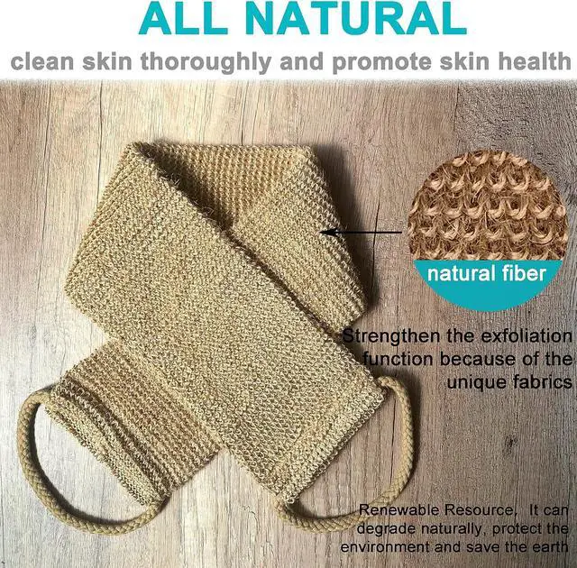 Alt view image 2 of 3 - Large Natural Exfoliating Hemp Back Scrubber for Shower for Men and Women - Deep Clean & Invigorate Your Skin - Machine Wash and Dry - Double Sided Available