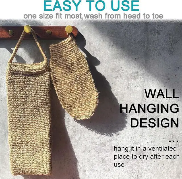 Alt view image 3 of 3 - Large Natural Exfoliating Hemp Back Scrubber for Shower for Men and Women - Deep Clean & Invigorate Your Skin - Machine Wash and Dry - Double Sided Available