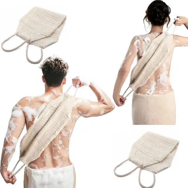 Alt view image 7 of 7 - Natural Sisal & Ramie Exfoliating Back Scrubber for Shower with Handle - Deep Cleanse Back Scrubber, Scrub Spa Tool for Glowing Skin & Whole Body Care