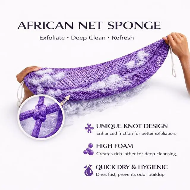 Alt view image 2 of 7 - African Net Sponge Authentic Exfoliating Body Back Scrubber for Women Men