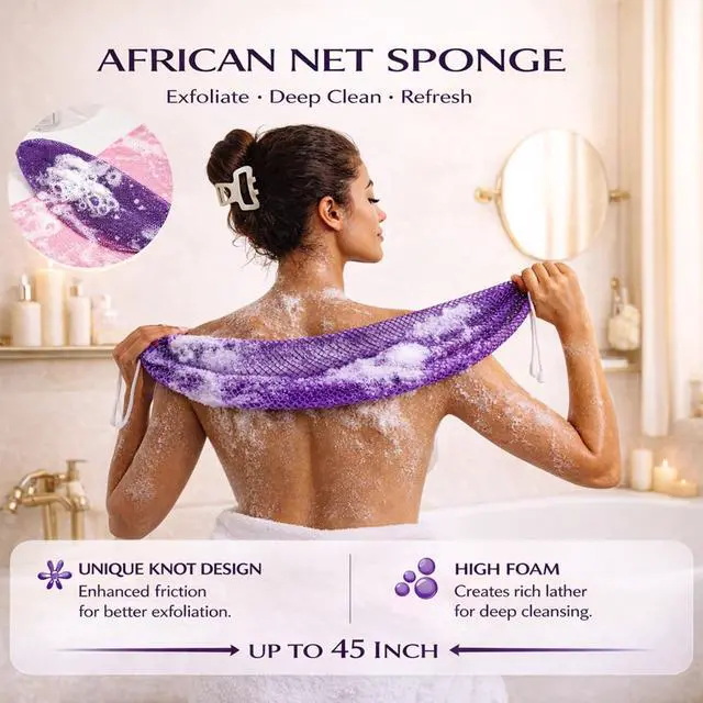 Alt view image 6 of 7 - African Net Sponge Authentic Exfoliating Body Back Scrubber for Women Men