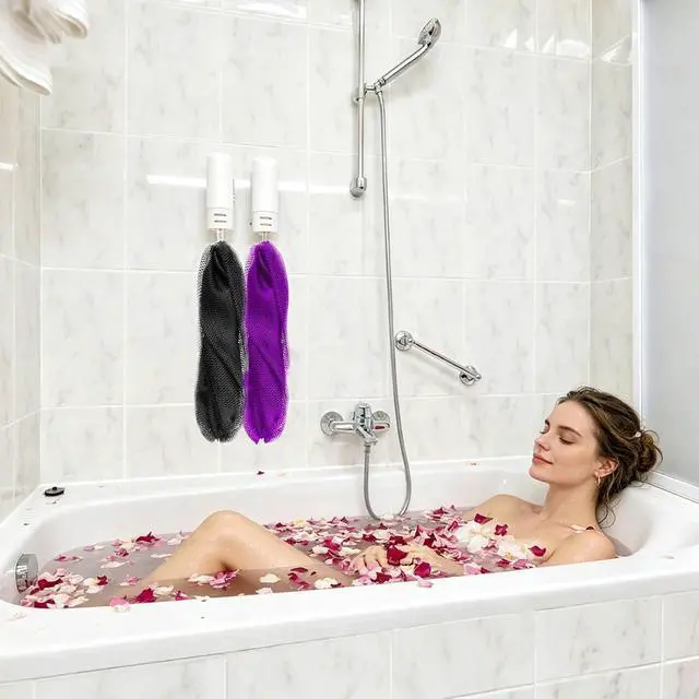 Alt view image 2 of 7 - Bovinde African Net Sponge Authentic, Loofah, Bath Sponges 2 Pack (Black)