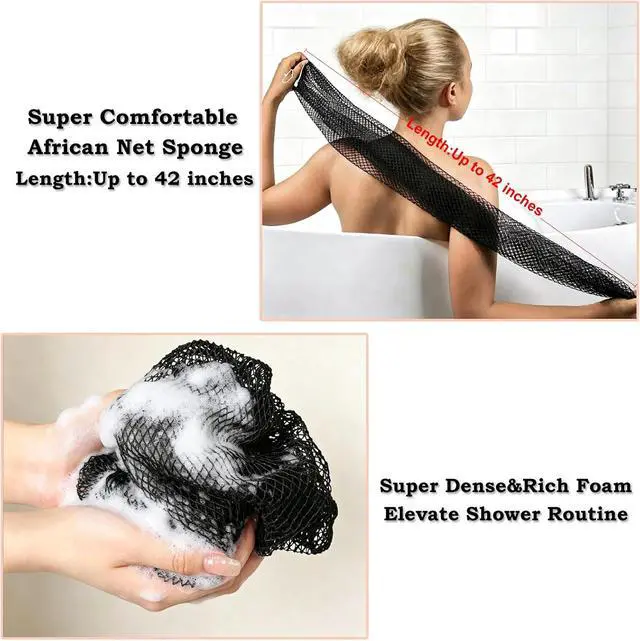 Alt view image 3 of 7 - Bovinde African Net Sponge Authentic, Loofah, Bath Sponges 2 Pack (Black)