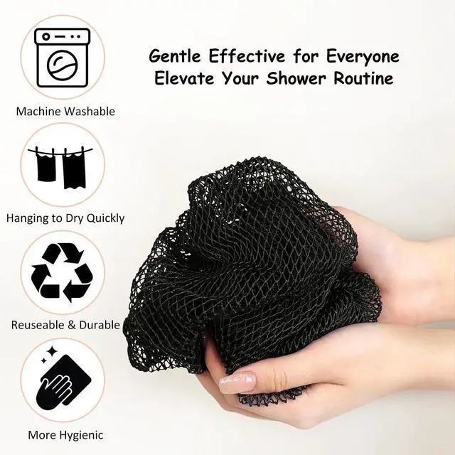 Alt view image 4 of 7 - Bovinde African Net Sponge Authentic, Loofah, Bath Sponges 2 Pack (Black)