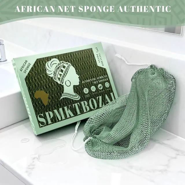 Alt view image 3 of 7 - SPMKTBOZAI 3 Pack African Net Sponge Authentic, Exfoliating Body Scrubber