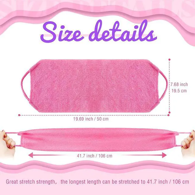 Alt view image 2 of 7 - 2 Pcs Exfoliating Shower Back Scrubber with Handles for Women, Pink,Purple