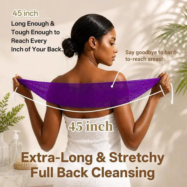 Alt view image 5 of 7 - African Net Sponge for Shower, 2PCS Exfoliating Shower Sponge with Waterproof Travel Bag, Quick-Drying African Wash Cloth for Deep Cleansing & Smooth Skin (Deep Purple & Lavender Purple)