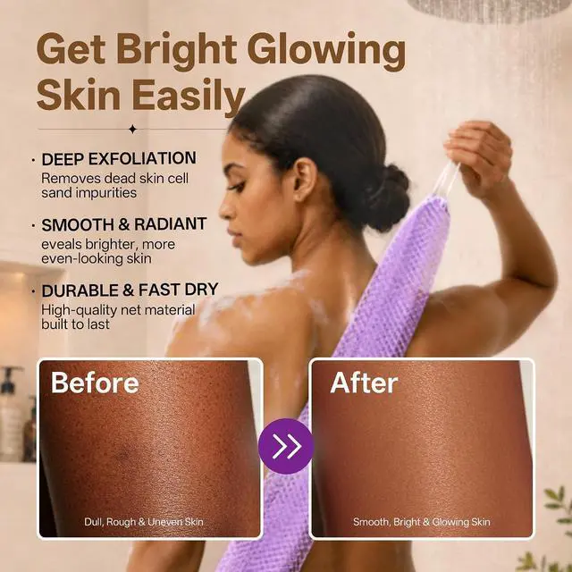 Alt view image 6 of 7 - African Net Sponge for Shower, 2PCS Exfoliating Shower Sponge with Waterproof Travel Bag, Quick-Drying African Wash Cloth for Deep Cleansing & Smooth Skin (Deep Purple & Lavender Purple)