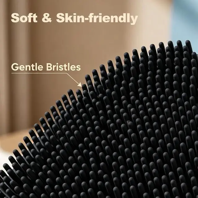 Alt view image 2 of 7 - Soft Silicone Body Scrubber, Gentle Like a Hand Exfoliating Your Skin and Build Up Lather Easily, Back Large Suction Cup Easy to Store, Long-Lasting & Deep Clean (Black)