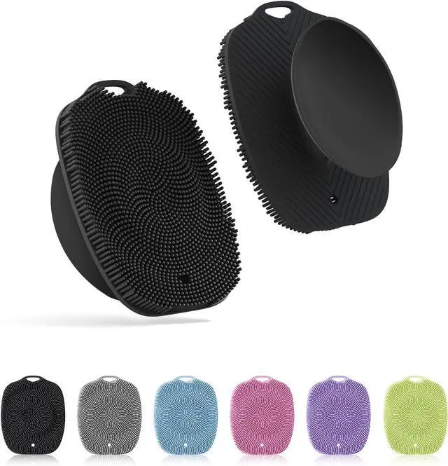 Main image of Soft Silicone Body Scrubber, Gentle Like a Hand Exfoliating Your Skin and Build Up Lather Easily, Back Large Suction Cup Easy to Store, Long-Lasting & Deep Clean (Black)