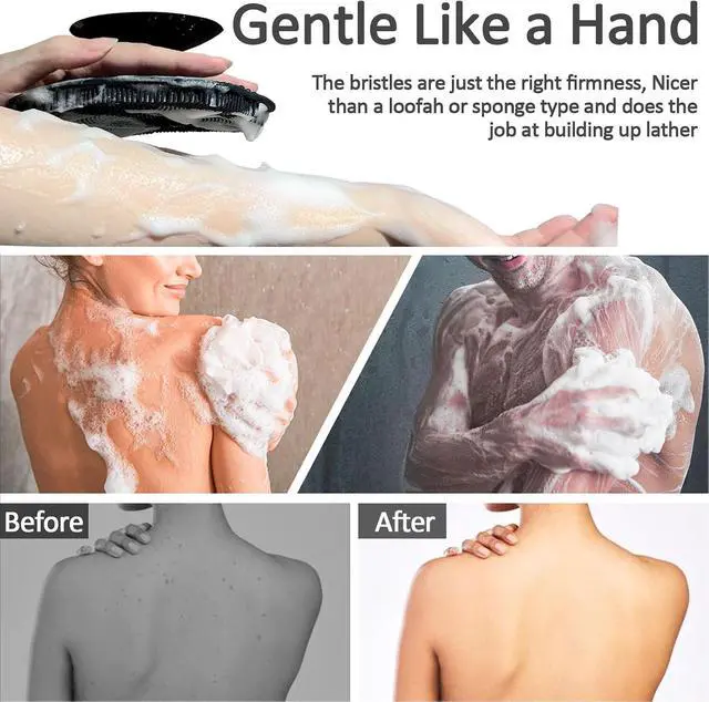 Alt view image 5 of 7 - Soft Silicone Body Scrubber, Gentle Like a Hand Exfoliating Your Skin and Build Up Lather Easily, Back Large Suction Cup Easy to Store, Long-Lasting & Deep Clean (Black)