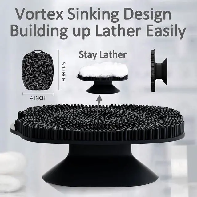Alt view image 7 of 7 - Soft Silicone Body Scrubber, Gentle Like a Hand Exfoliating Your Skin and Build Up Lather Easily, Back Large Suction Cup Easy to Store, Long-Lasting & Deep Clean (Black)