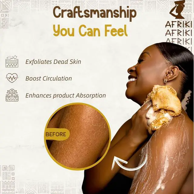 Alt view image 2 of 7 - African Net Sponge, Premium Authentic Exfoliating Body Scrubber, Extra Long Stretch Bath Sponge for Shower, Deep Exfoliating Washcloth for Smooth Skin, 1 Pack (Champagne Gold)