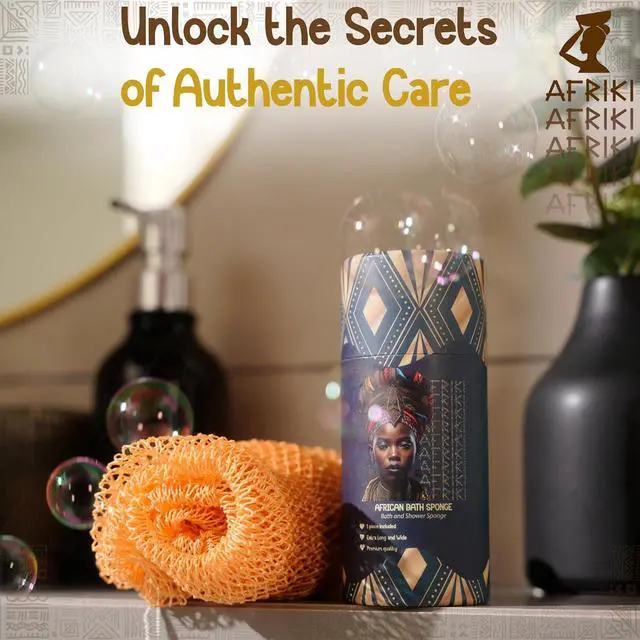 Alt view image 4 of 7 - African Net Sponge, Premium Authentic Exfoliating Body Scrubber, Extra Long Stretch Bath Sponge for Shower, Deep Exfoliating Washcloth for Smooth Skin, 1 Pack (Champagne Gold)