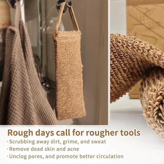 Alt view image 3 of 6 - Extra Rough Exfoliating Back Scrubber,Natural Body Exfoliator for Workers Athletes and Men.Hygienic Loofah for Long Durable Daily Deep Cleansing