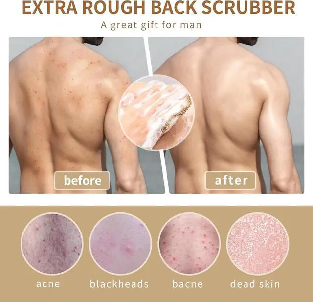 Alt view image 4 of 6 - Extra Rough Exfoliating Back Scrubber,Natural Body Exfoliator for Workers Athletes and Men.Hygienic Loofah for Long Durable Daily Deep Cleansing