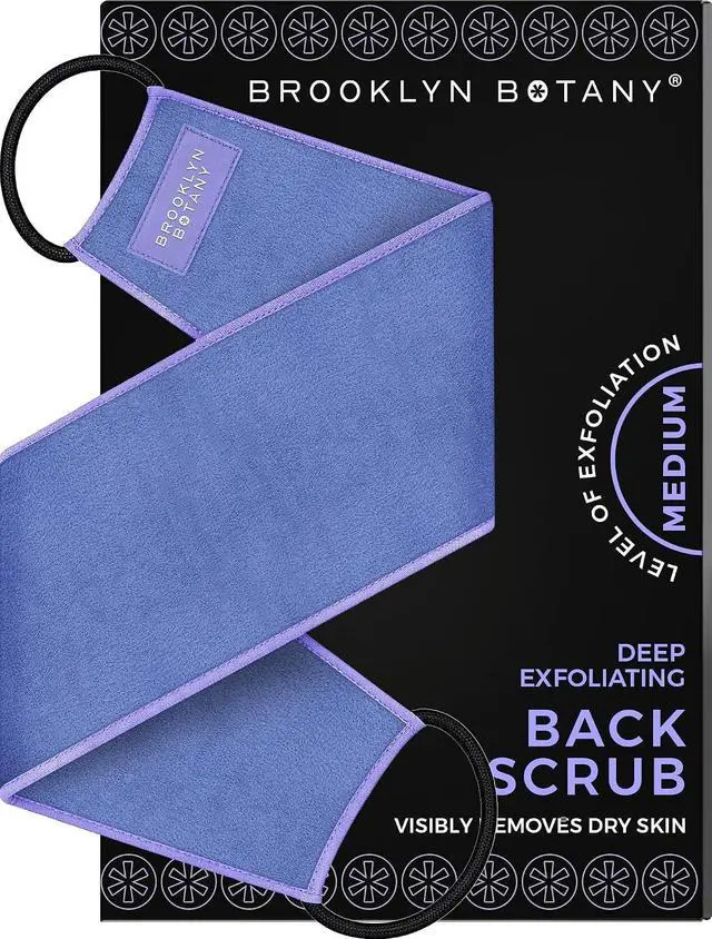 Main image of Brooklyn Botany Exfoliating Back Scrubber for Shower and Bath with Handles Heavy Duty Exfoliating Body Scrubber for Massage and Dead Skin Remover for Body 32.5 x 5